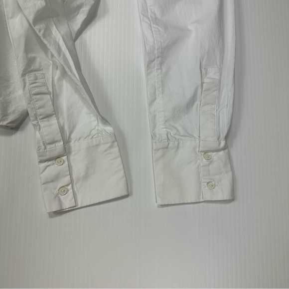 COS Sz 34 Shirt White Collarless Tuxedo Tunic - Picture 10 of 11